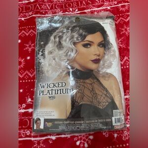 Wicked Platinum Wig - Black and white